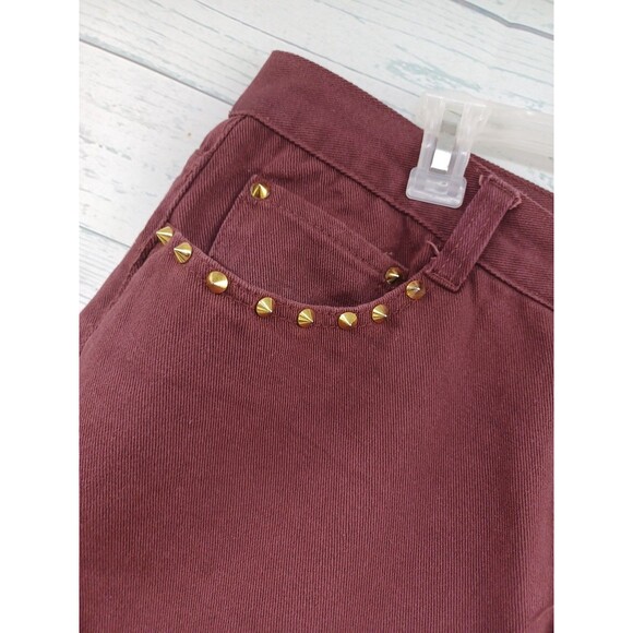 New York Premiun Label Mens Denim Jeans Studded Burgundy Red Sz 40x27 - Picture 3 of 8